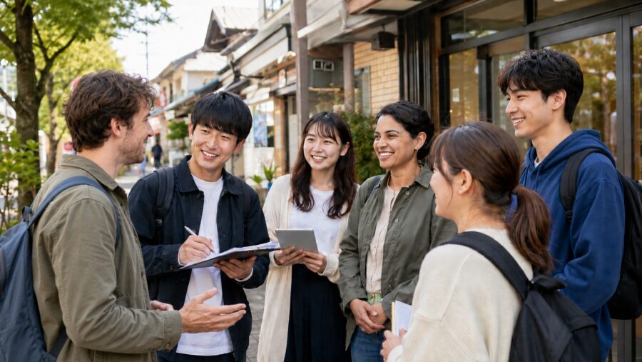 地域で多様な人々と関わりながら活動するイメージ
